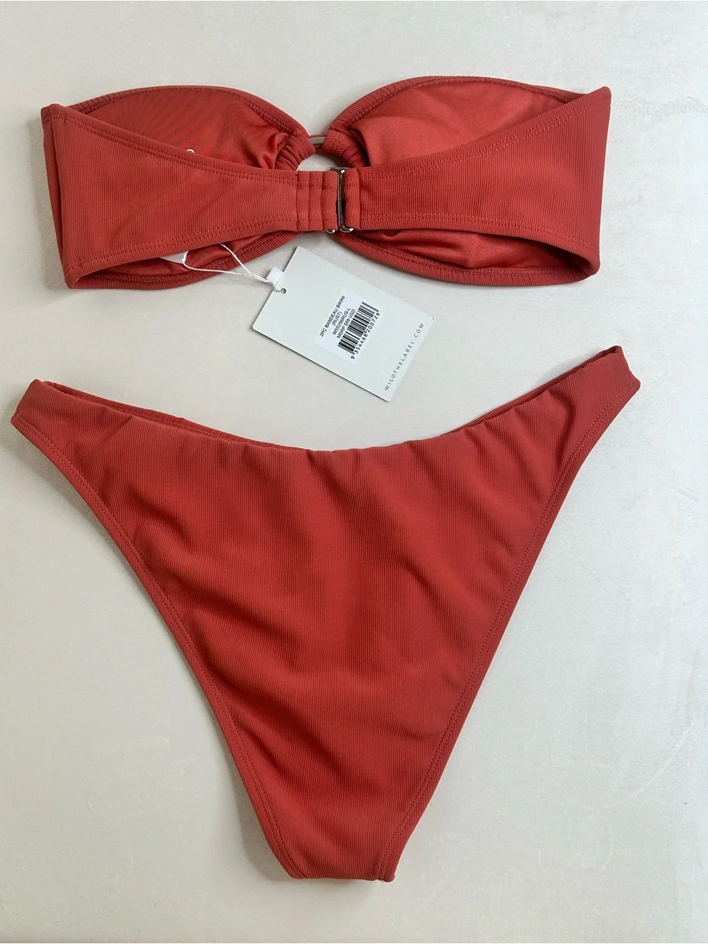Wilo The Label Rust Bandeau Bikini Set Size L NWT